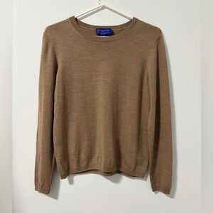 Pendleton 100% Merino Wool Crew Sweater Brown Camel Color